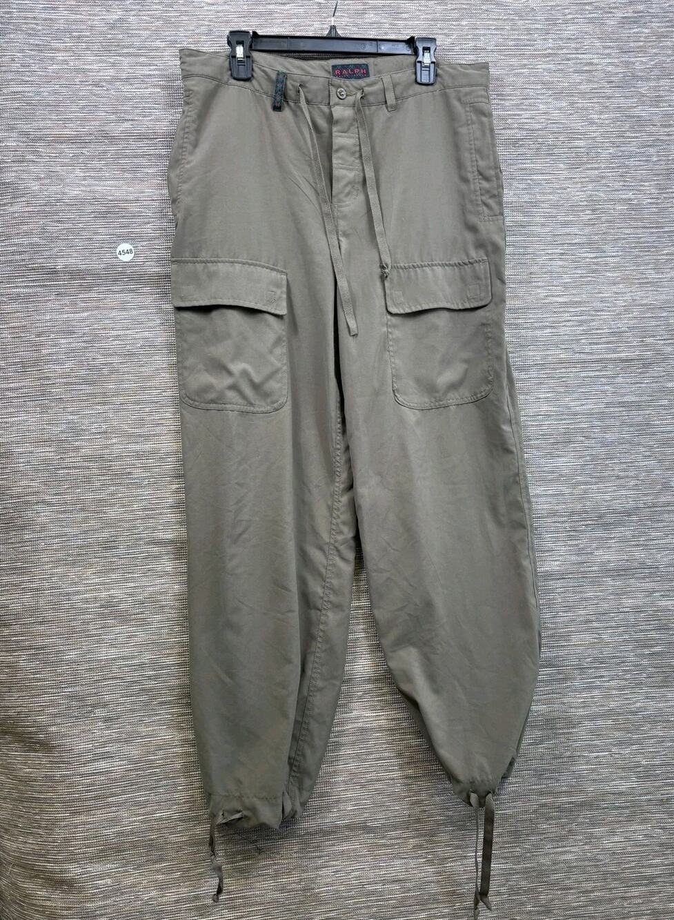 Ralph Lauren Cargo Pants Mens Size L (36x32) Green Microfiber Relaxed Drawstring